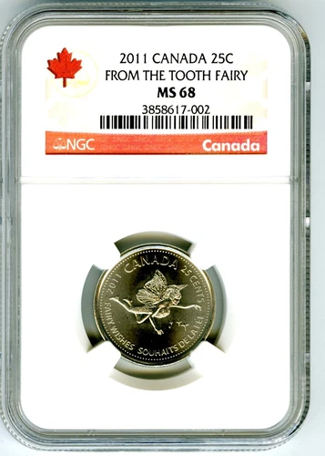 2011 CANADA 25 CENT NGC MS68 TOOTH FAIRY PROOF LIKE QUARTER RARE TOP POP=19
