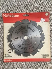 NOS Vintage Nicholson Planer Magicut Made in USA 7.25" Circular Saw Blade #80687