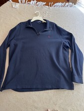POLO RALPH LAUREN 1/4 Zip Pullover Men  s Cotton Estate Rib Navy Everyday XLT