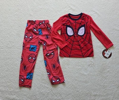 New Marvel Spider-Man Boys Long Sleeve 2 pc Top & Pants Pajama Set Size XS 4/5