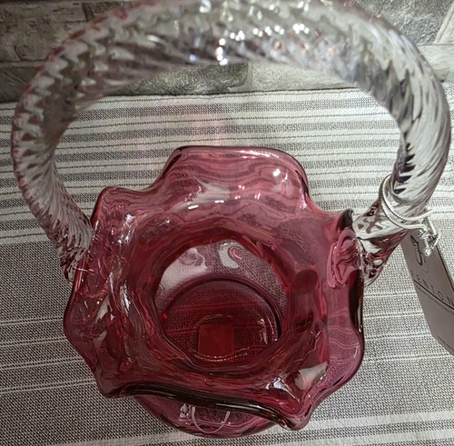 Cesto rosso mirtillo rosso Fenton dipinto a mano fiori firmati - Foto 7 di 11