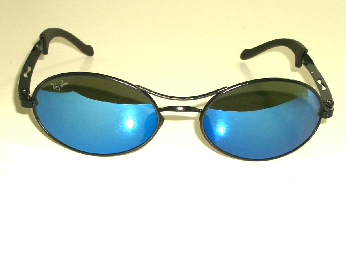 VINTAGE B&L RAY-BAN G15 BLUE MIRROR BLACK ECLIPSE BIKERS ORBS