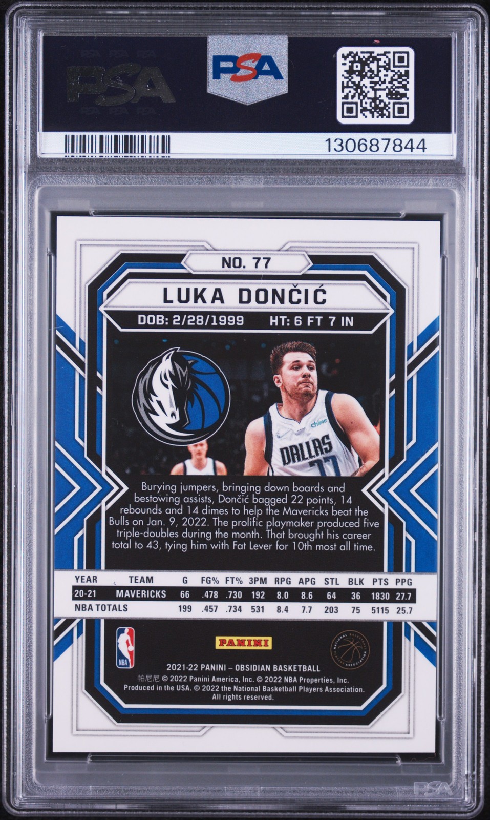 2021 PANINI OBSIDIAN ELECTRIC ETCH RED FLOOD #77 LUKA DONCIC PSA 9 view 2