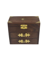 Cassettiera portagioie ricordo in legno con intarsio Yin Yang 2 cassetti confezione regalo spirituale