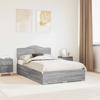 Bettrahmen Graues Sonoma 120 X 190 Cm Holzwerkstoff