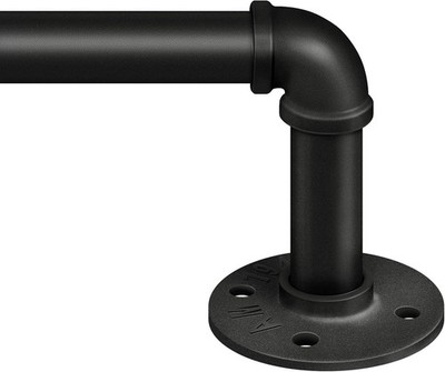 Industrial Black Curtain Rods 48 to 86 Inches Adjustable Wall or Ceiling Mount