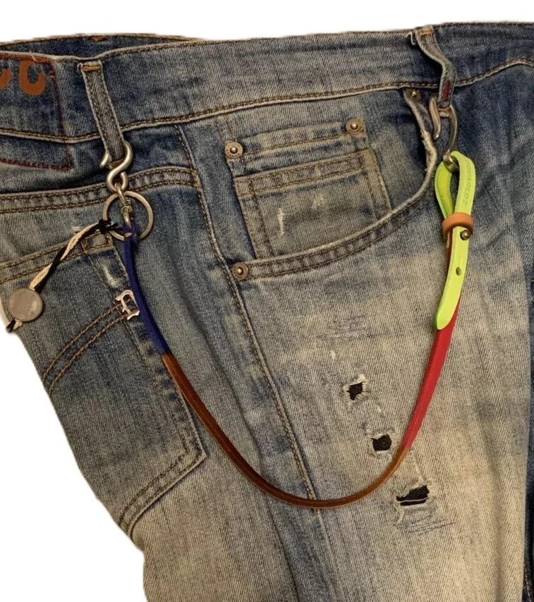 Collar DSQUARED2 Unisex Talla Única Cuero Colorido Snap Plata Detalles Foto 2 de 4