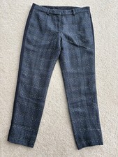 Tory Burch Women's Boucle Side Striped Tweed Tapered Pants Dark Blue, Zip Button