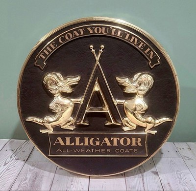 RARE Vintage 18  Alligator All-Weather Coats 2 Sided 3D Store Display Sign