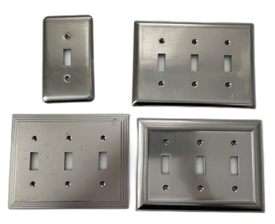 4pc Switchplate Wall Light Cover Bundle Lot Contemporary Polished Nickel Silver