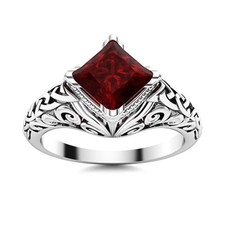 Sterling Silver Garnet Stone Handcrafted Prong January Solitaire New Ring