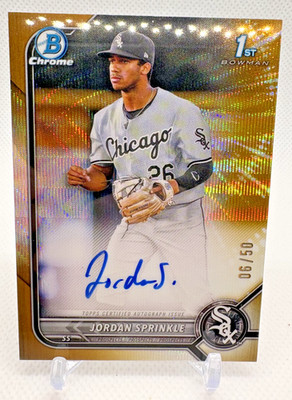 Jordan Sprinkle 2022 Bowman Chrome Draft 1st Gold Refractor Auto #06/50 #CDA-JS