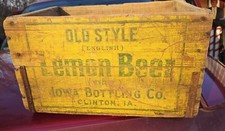 Vintage Wooden Soda Crate OLD STYLE LEMON BEER Wood Box CLINTON IOWA