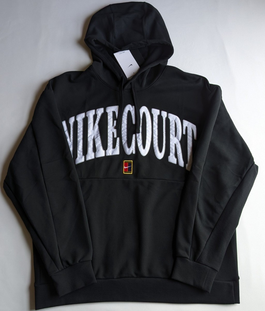 NikeCourt Heritage Dri-FIT Fleece Tennis Logo Hoodie Black White
