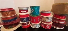 Large Lot of 24 Assorted Christmas Ribbon High Quality wired and unwired