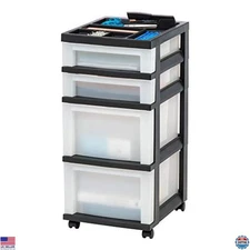 4-Drawer Rolling Storage Cart with Wheels for Art Supplies, Closet, Bathroom,