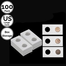 100 Pack 2 x 2 IN 50mm Cardboard Flip Coin Holder 4 US Large Cent Draped Coronet