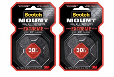 2 pk Scotch 414H Extreme Mounting Tape, Double-Sided, 1-In. x 5-Ft. 