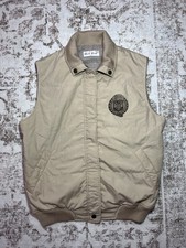 Vintage 90s Girl Girl Beige Puffer Vest Sleeveless Zip/Snap Short Lined Logo
