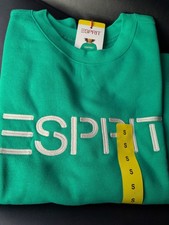 NWT S Esprit Women's Logo Fleece Crewneck Sweatshirt Embroidered 80s Retro Green
