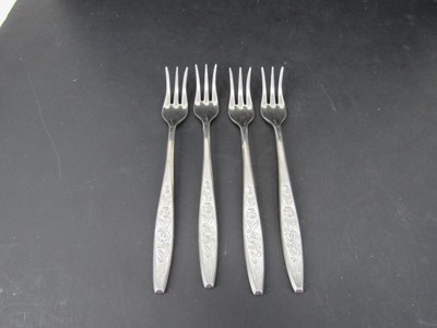 Eldan Stainless Steel ELD18 Pattern Textured Roses Cocktail Seafood Forks 4
