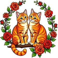 30 Custom Ginger Cats  Roses Personalized Address Labels