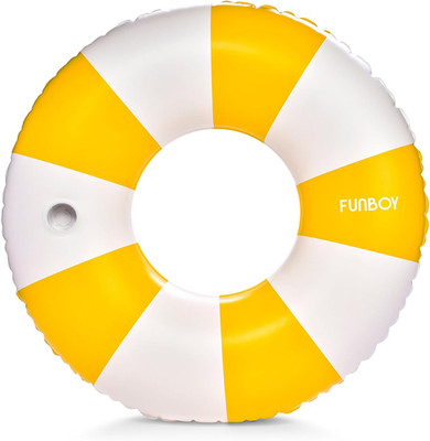 Giant Vintage Orange Stripe Inflatable Tube Pool Float with Cup Holder 48'' | Lar