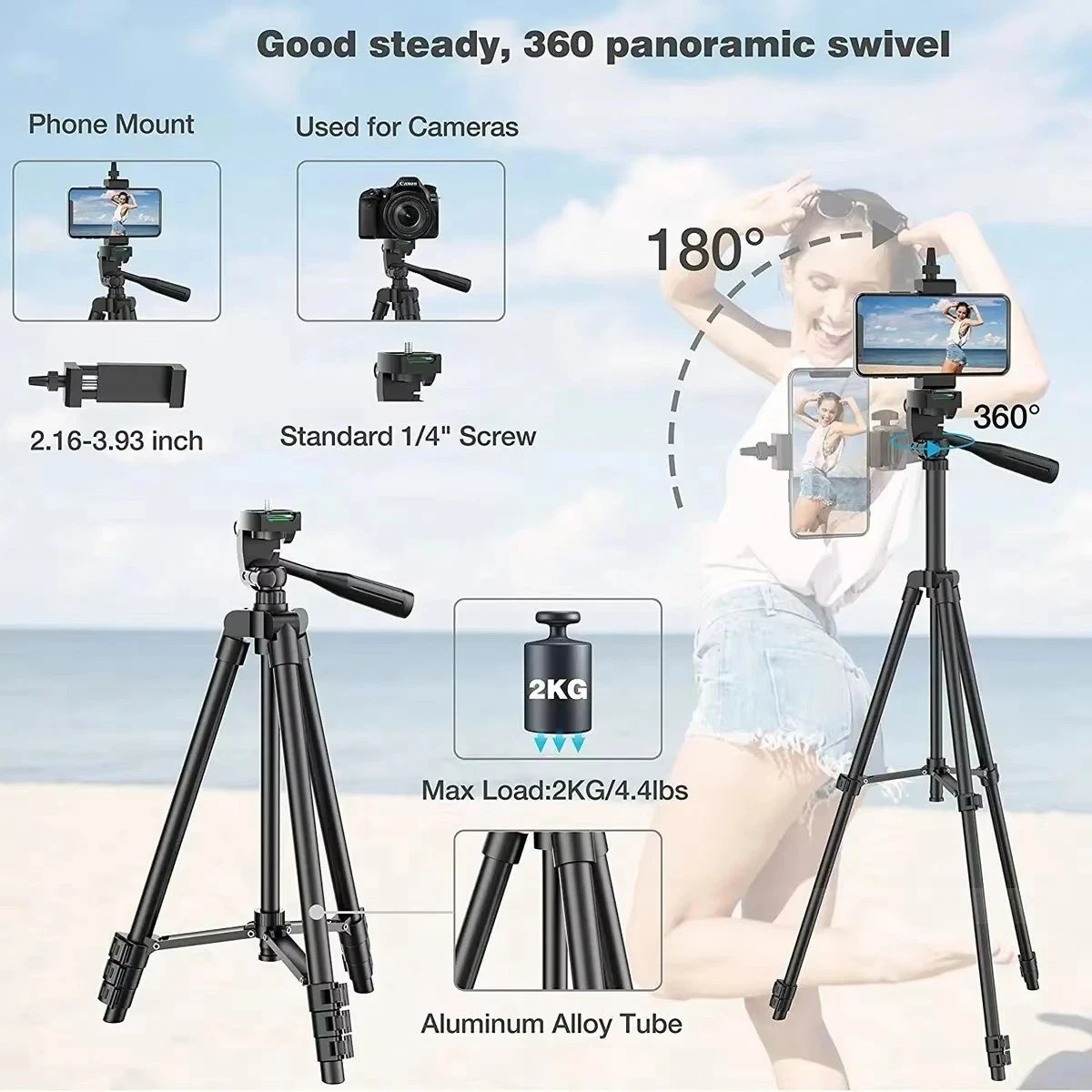 Professional Phone Tripod Stand Camera Holder for iPhone Samsung Smartphone Adju