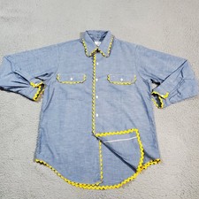 Vintage Big Mac Shirt Mens Medium Blue Yellow Mechanic 70s USA Chambray Selvedge