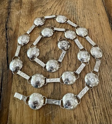 Vtg Navajo Sterling Silver Stamped Concho Belt / Necklace 35  display picture 3