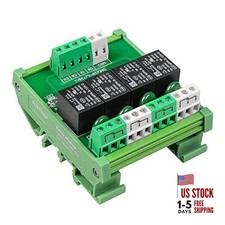 Relay Board, Relay Module DIN Rail Mount 24V DC/AC, Interface 4 Channel 1 SPDT
