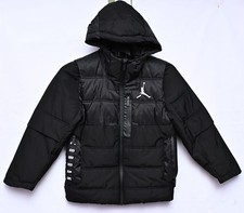 Jordan Air Youth Boy's Black Puffer Hoodie Jacket Size Small Polyester
