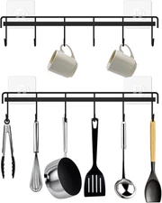 Kitchen Utensil Hanger, Adhesive Utensil Holder Wall Mount Kitchen Rack Rail wit