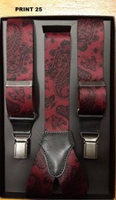 Print 25 Paesley Print Strap with Leather Inserts 36mm -100 Made in Italy