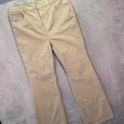 NWT LOFT Women Slim Flare Corduroy Pants Size 10P 30P Tan Beige High Rise