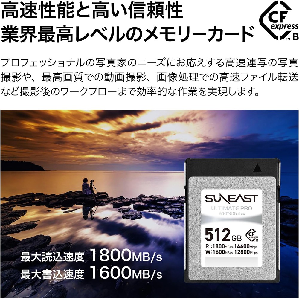 SUNEAST 512GB Ultimate Pro CFexpress Type B Memory Card (White