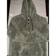 PINK Victoria's Secret Sherpa Fleece Hoodie Sage Green Half Zip Pullover S