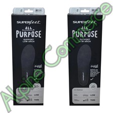 2-Pairs SuperFeet All-Purpose Support Low Arch Size-F Insole Black 3412