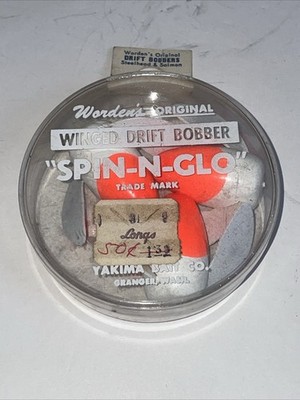 Wordens Spin-N-Glo Winged Drift Bobber Yakima Bait Original Container W/3Floats