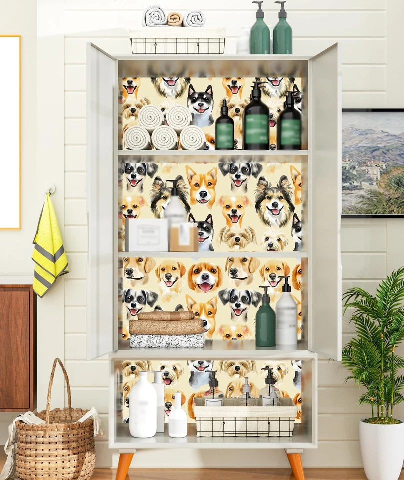 Lindo mural de pared para perros pelar y pegar papel tapiz vintage beige papel de contacto... Foto 4 de 4