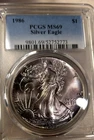 1986 American Silver Eagle PCGS MS68 - Satin Purpleish Toned Stunning