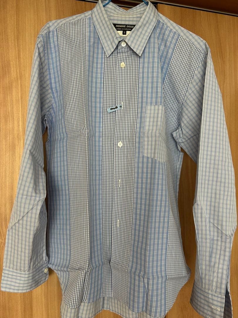 Comme Des Garcons Homme Deux Blue Check Long Sleeve Shirt Men Size JPN M