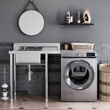 Freestanding Single Bowl Commercial Sink,Stainless Steel Utility Kitchen Sink