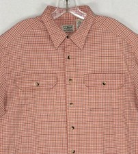 Vintage LL Bean Seersucker Fishing Shirt Men  s Large Moisture Wicking Outdoors