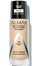 Almay Skin Perfecting Comfort Matte Oil-Free Foundation 110 NEUTRAL BUFF - New