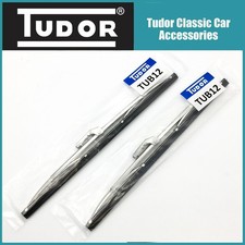 Pair Genuine Tudor Polished Stainless steel , Like chrome wiper blades 9-14 Inch