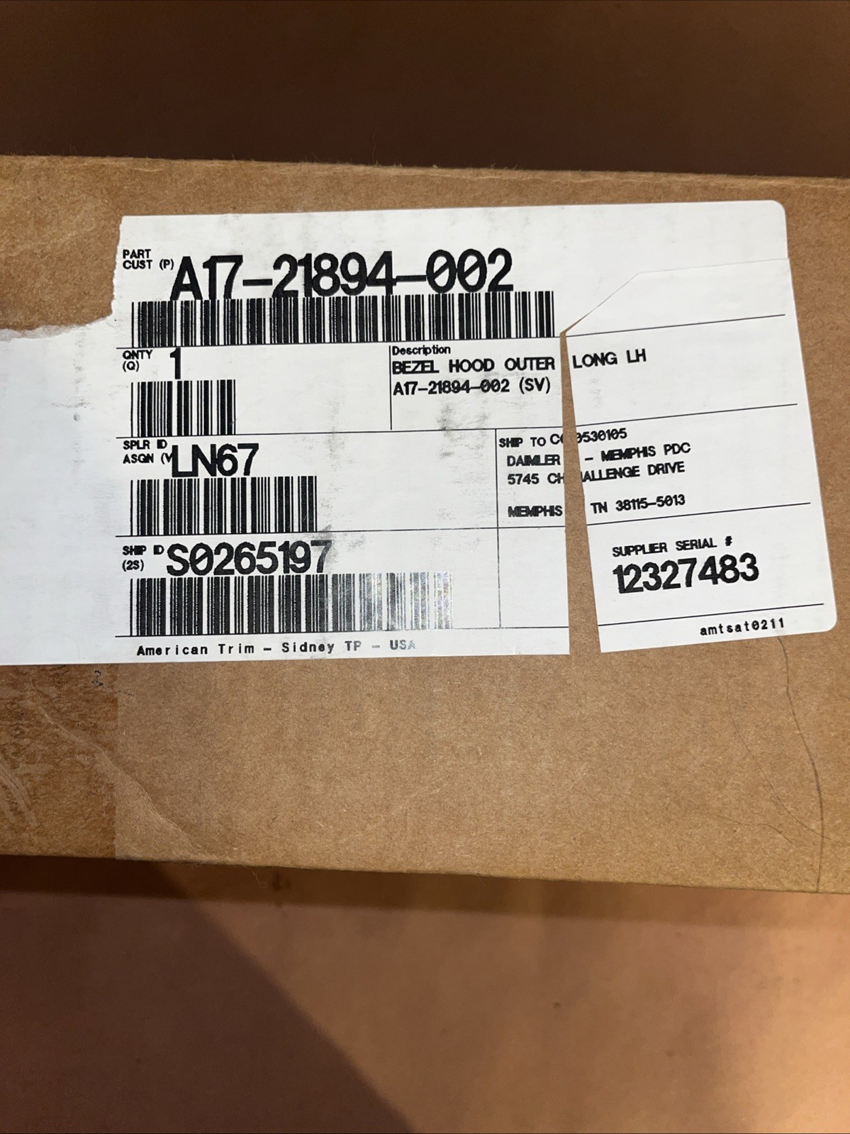 Freightliner A17-21894-002 Hood Bezel Outer Tall Reinforcement | Driver Side image 1