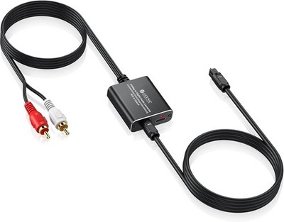 RCA to Optical Audio Converter Cable 7ft Long RCA to SPDIF Toslink Aluminum