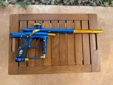 Planet Eclipse Ego 7 Paintball Marker Blue with rare Gold Accent kit