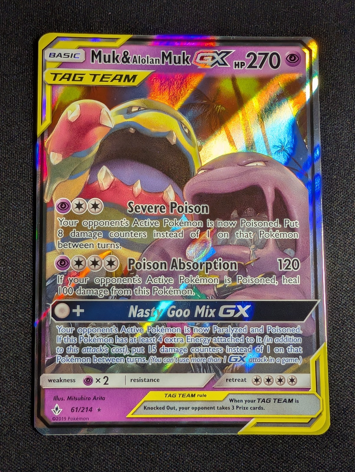 Pokemon Muk & Alolan Muk GX 61/214 Ultra Rare SM Unbroken Bonds NM